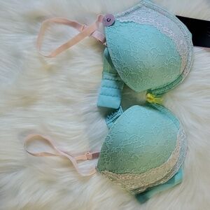 H&M blue/pink lace push up bra